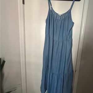 beachlunchlounge Blue Ruffled Tiered Midi Sundress